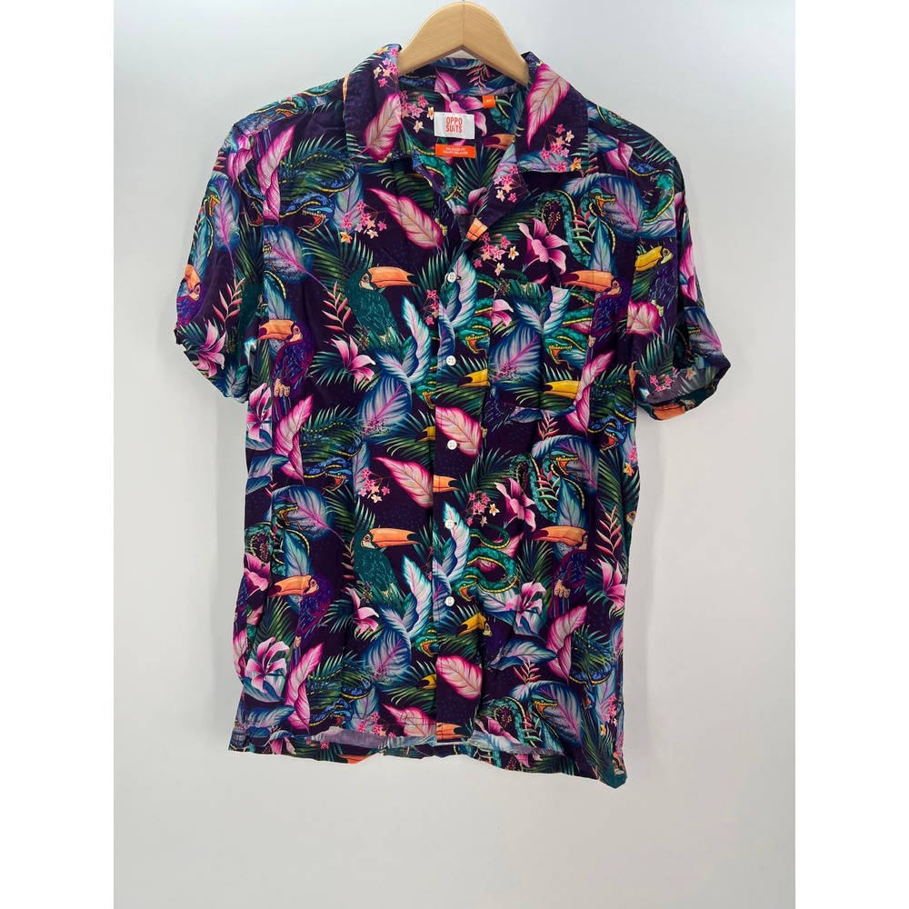 OppoSuits Mens Size M Tropical Jungle Toucan Snake Rayon Short Sleeve Shirt